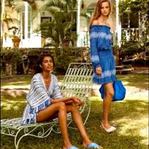 TORY BURCH Gwen Tunic Blue-Fringe Casual Party XS